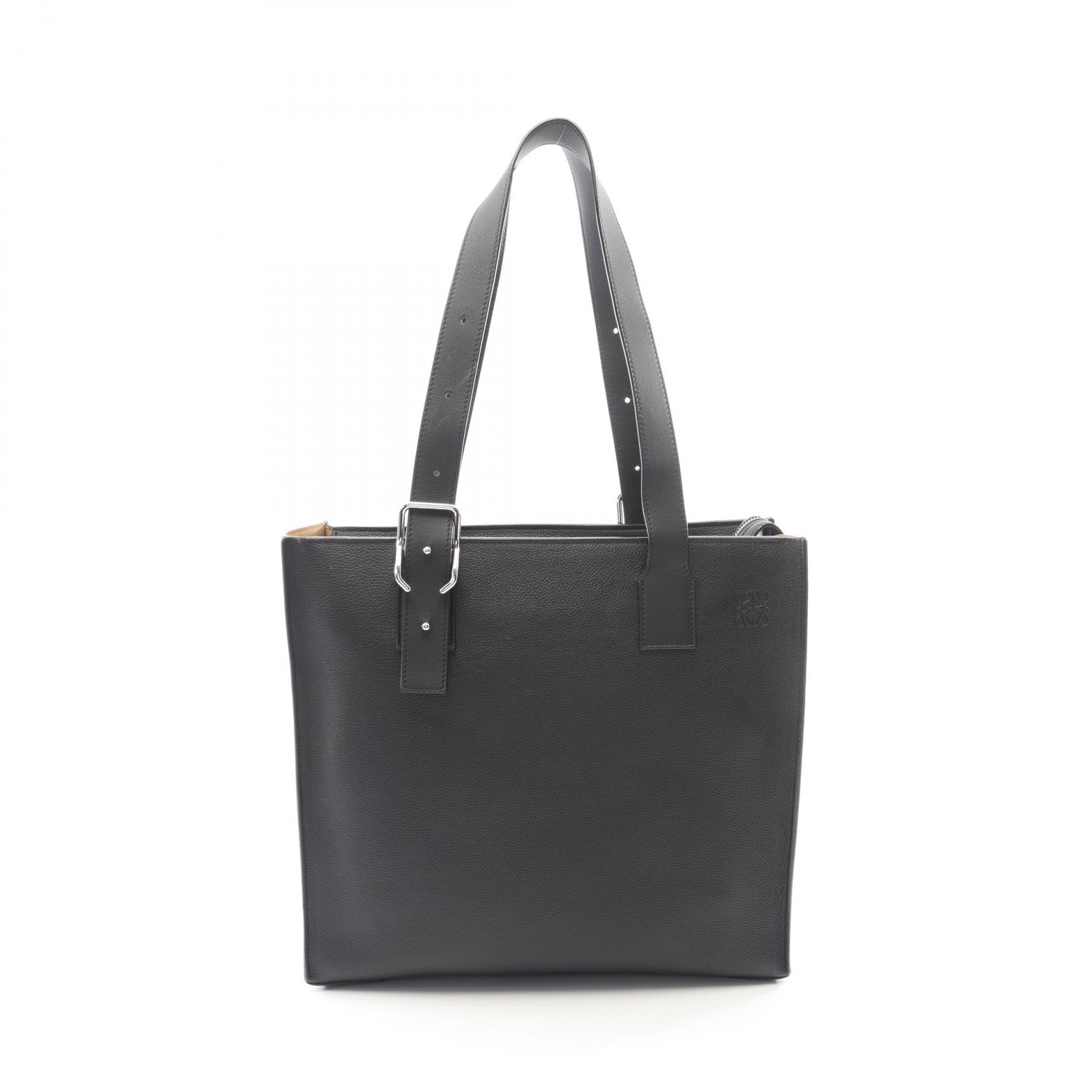 ロエベ LOEWE バックルホリゾンタル アナグラム トートバッグ バッグ レザー メンズ ブラック系 【中古】