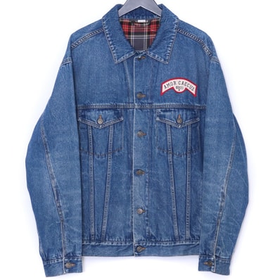 GUCCI Velvet Logo Denim Jacket "Blue"