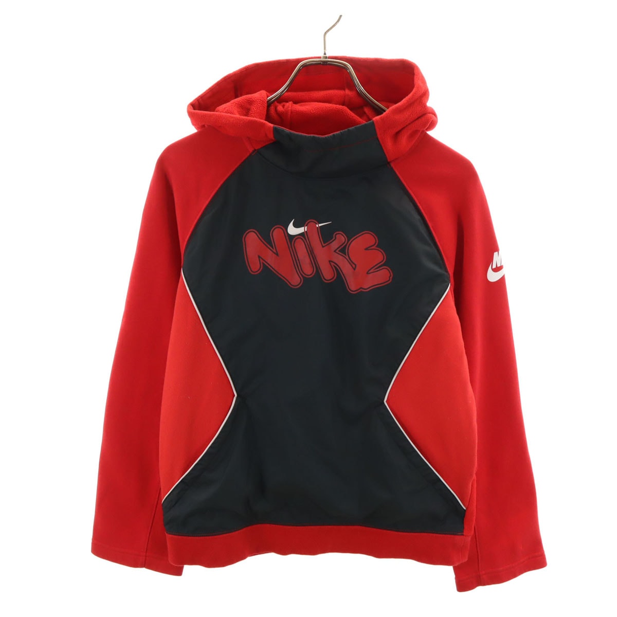 NIKE ナイキ 長袖 フリース切替 パーカー L レッド