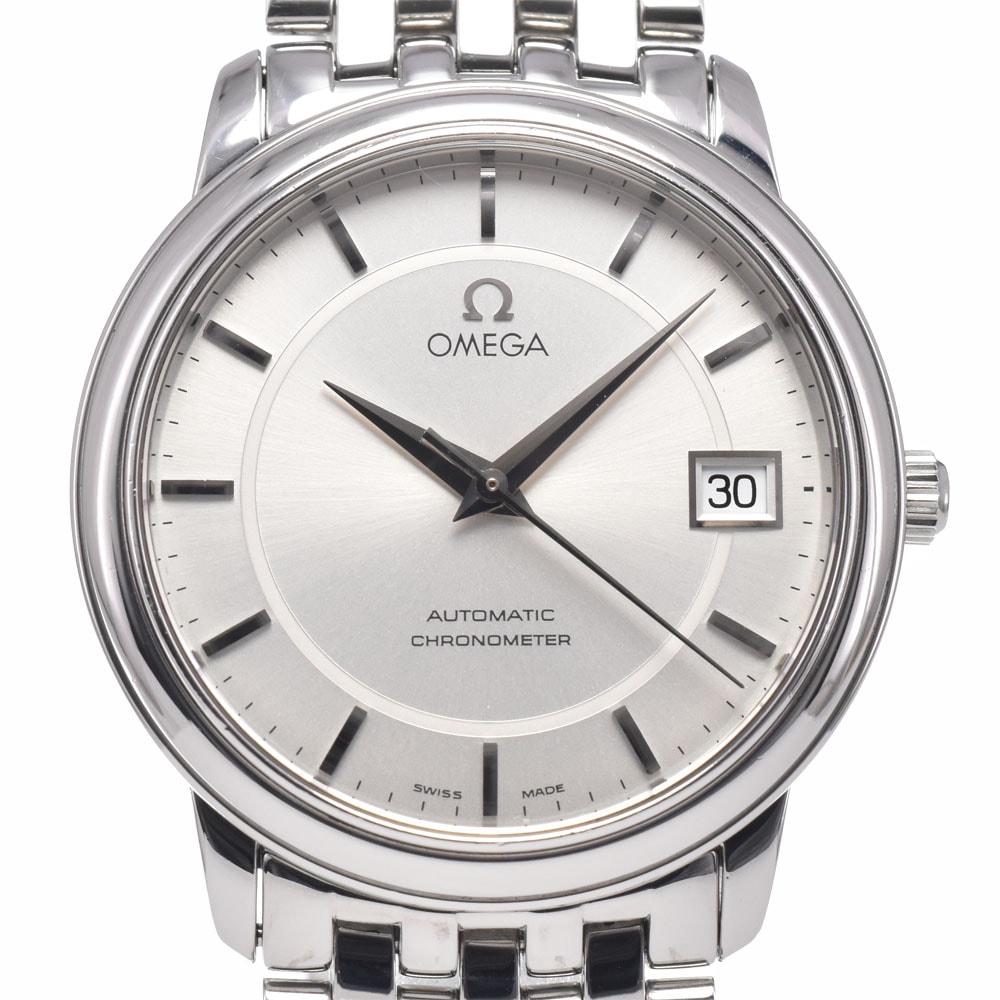 オメガ OMEGA 4500.31 デビル プレステージ デイト シルバー 自動巻き メンズ 良品 箱付き 腕時計 A#148612