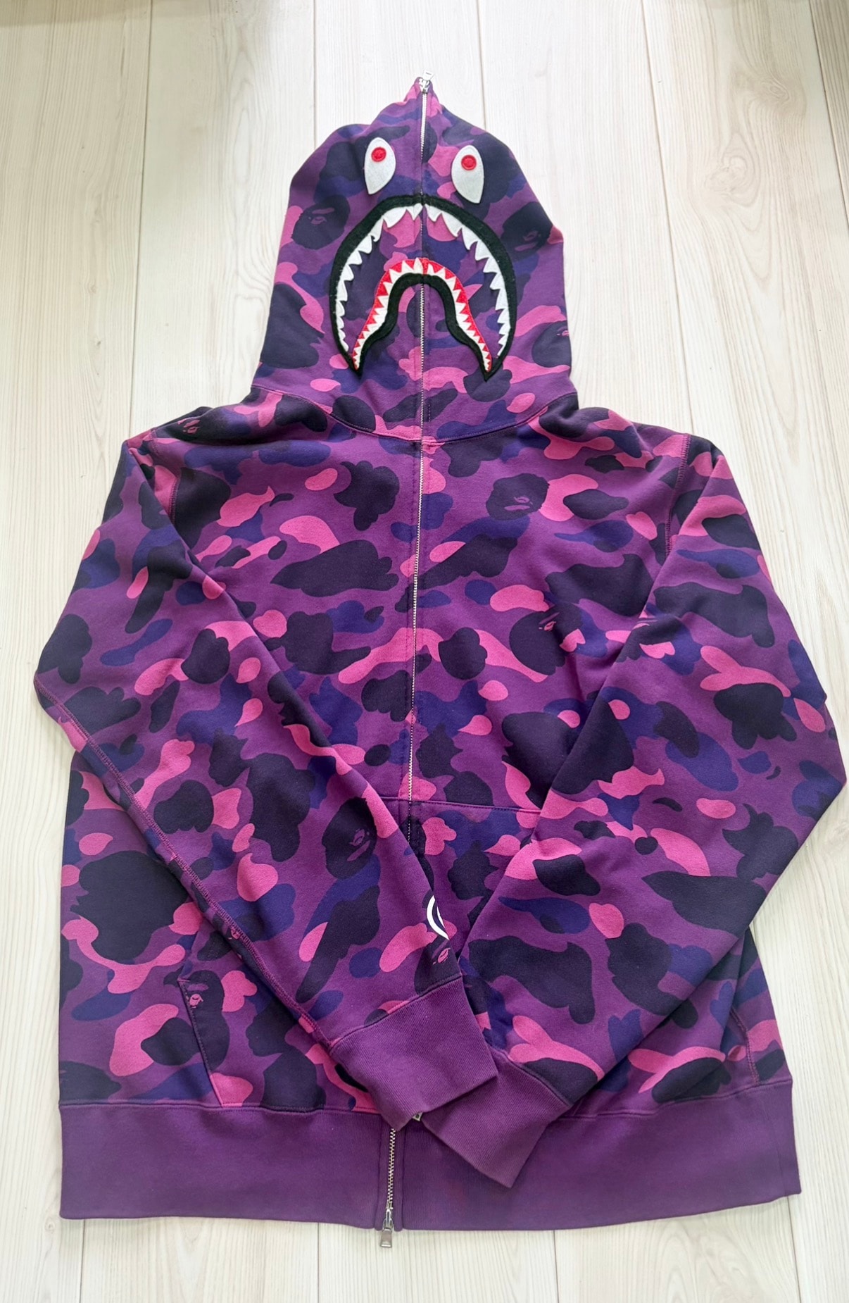 A BATHING APE Color Camo Shark Full Zip Hoodie "Purple"