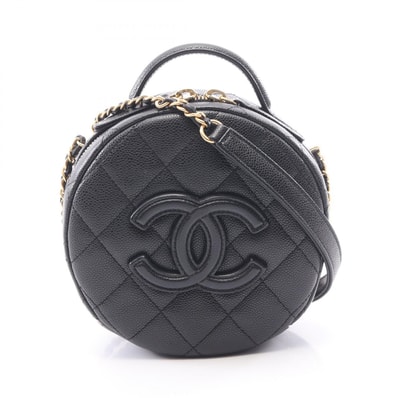 シャネル CHANEL マトラッセラウンド 2WAY ショルダーバッグ バッグ キャビアスキン(グレインドカーフ) レディース ブラック系 AS3875 【中古】