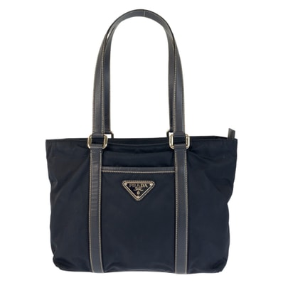 美品 PRADA プラダ テスート 三角ロゴプレート ネイビー シルバー金具 ナイロン レザー/ トートバッグ ショルダーバッグ 601009 【中古】
