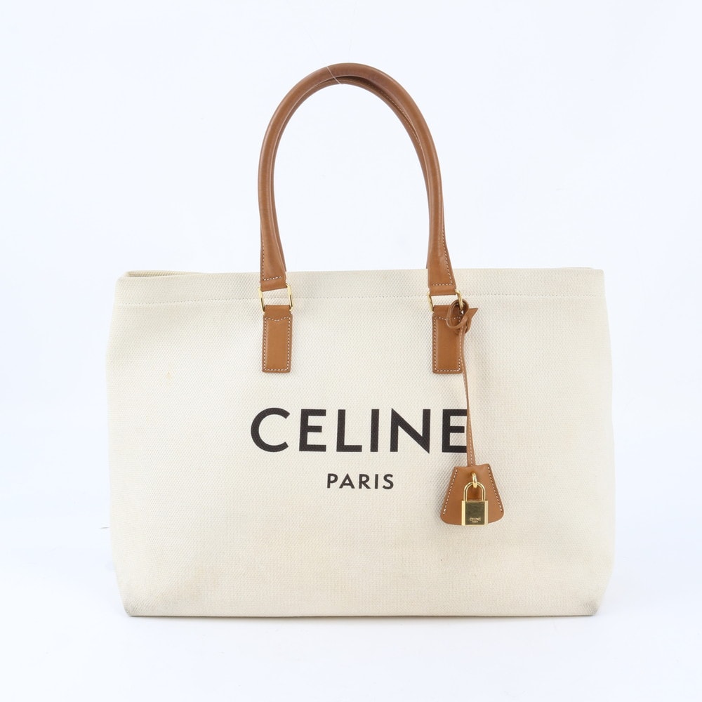 ■美品 セリーヌ ホリゾンタル・カバトート バッグ レザー×キャンバス