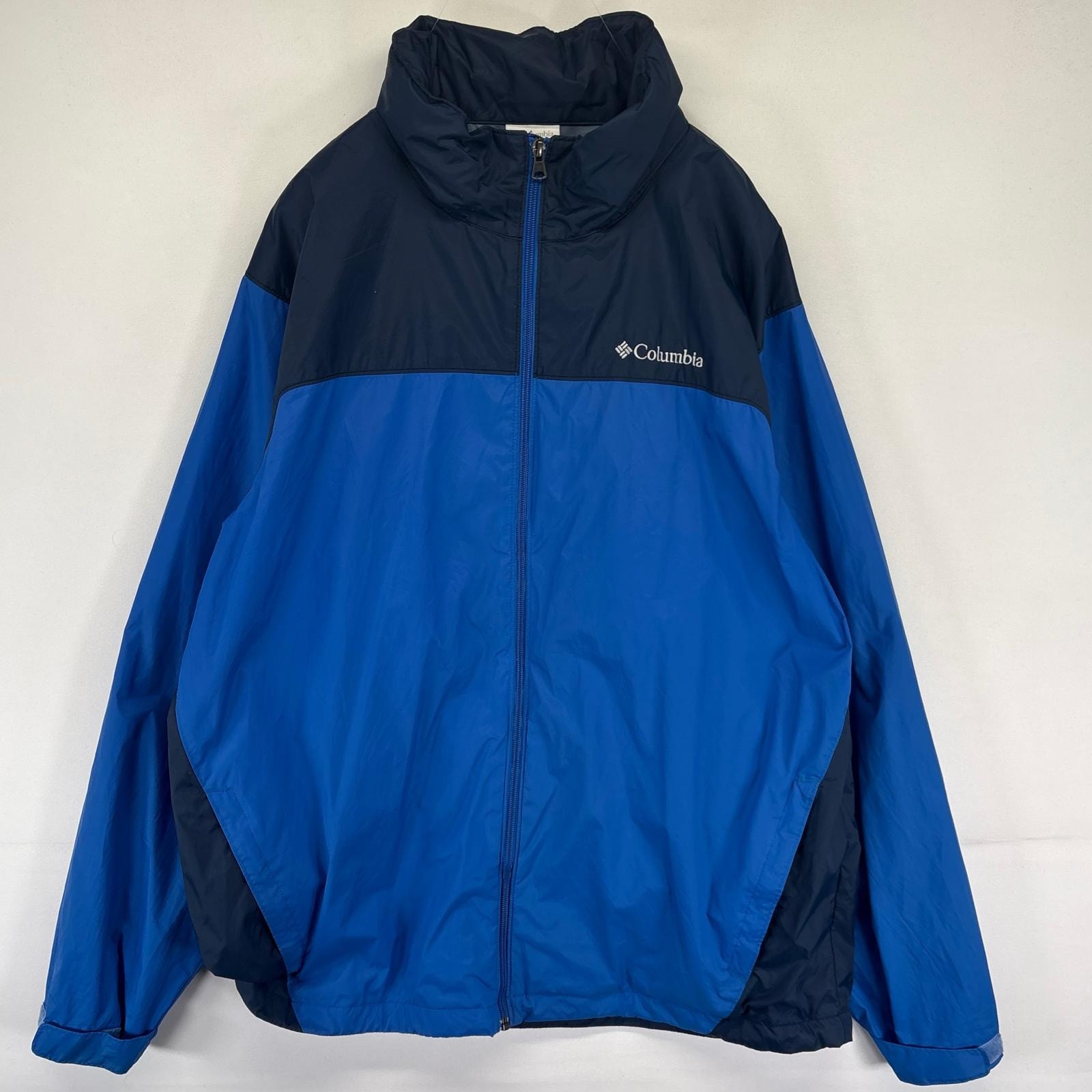 古着 コロンビア Columbia ジャケット フーディ フルジップ アウトドア メッシュライナー L  ブルー系 メンズ