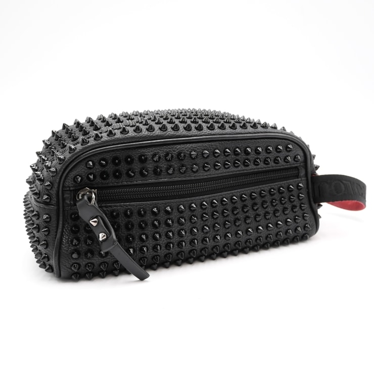 Christian Louboutin(クリスチャンルブタン)ブラスター Blaster スパイクスタッズ セカンドバッグ クラッチバッグ ポーチ ブラック レザー レッド メンズ 【中古】