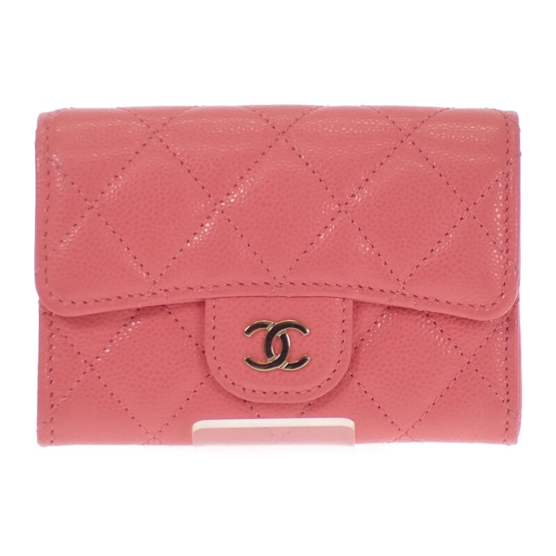 シャネル CHANEL クラシックフラップ AP4096 カードケース キャビアスキン ピンク ゴールド金具 レディース【中古】【Aランク】