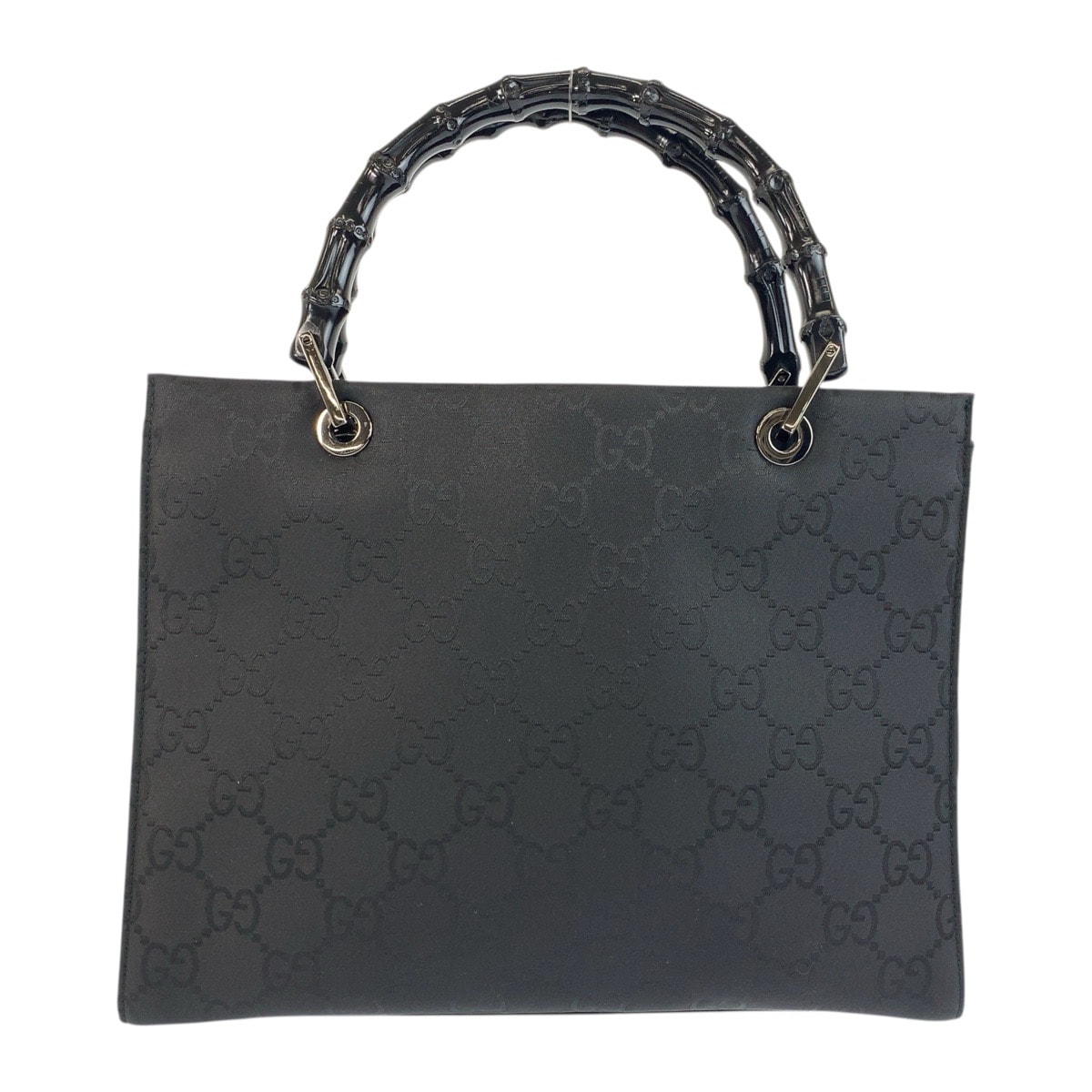 美品 GUCCI グッチ バンブー GG柄 ブラック 黒 ナイロン ハンドバッグ トートバッグ 600035 【中古】