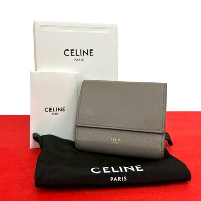 CELINE セリーヌ トリフォールド ウォレット レザー 三つ折り財布 グレー
39718