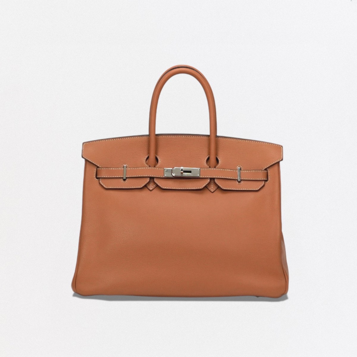 エルメス HERMES バーキン35 バーキン 35 バッグ トートバッグ ヴァッシュリエジェ ナチュラル Natural ブラウン Brown 茶 シルバー金具 ハンドバッグ