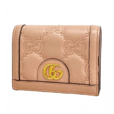 【6de5992】グッチ 財布 GGマトラッセ 723786 レザー ピンク ゴールド金具【中古】レディース