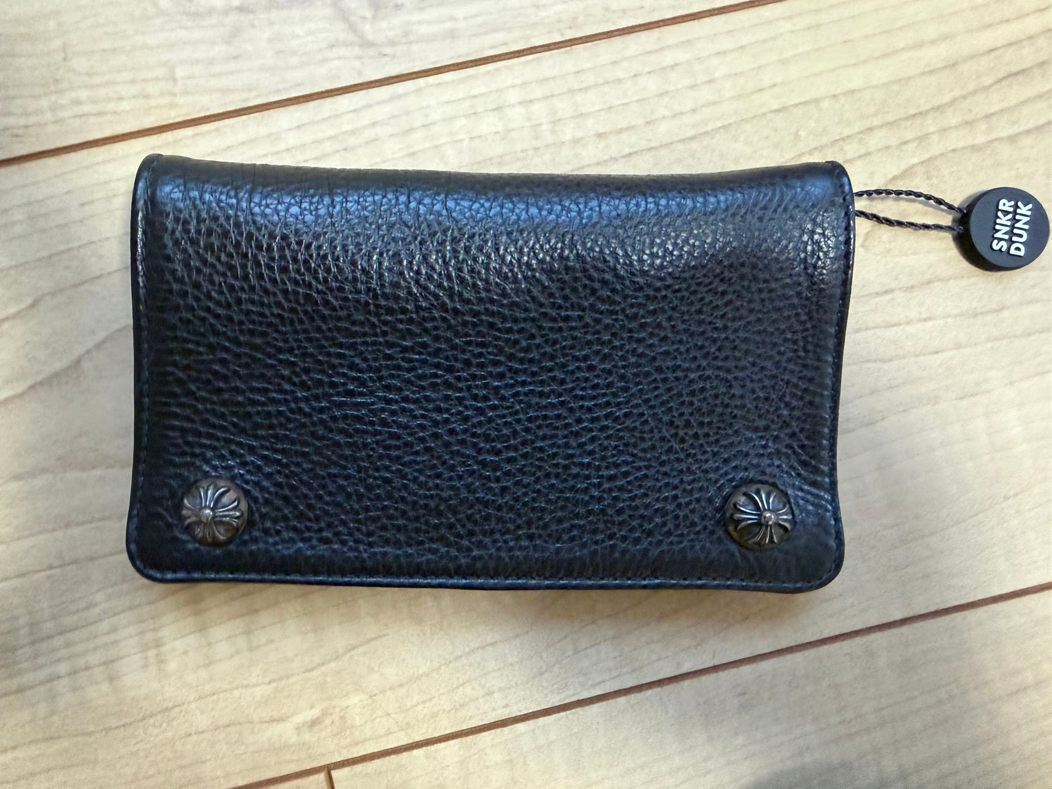 Chrome Hearts 1 Zip Cross Button Leather Wallet "Black"