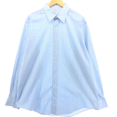 古着 ブルックスブラザーズ Brooks Brothers Est.1818 マルチストライプ 長袖 コットンストライプシャツ USA製 メンズXL相当/eaa544963