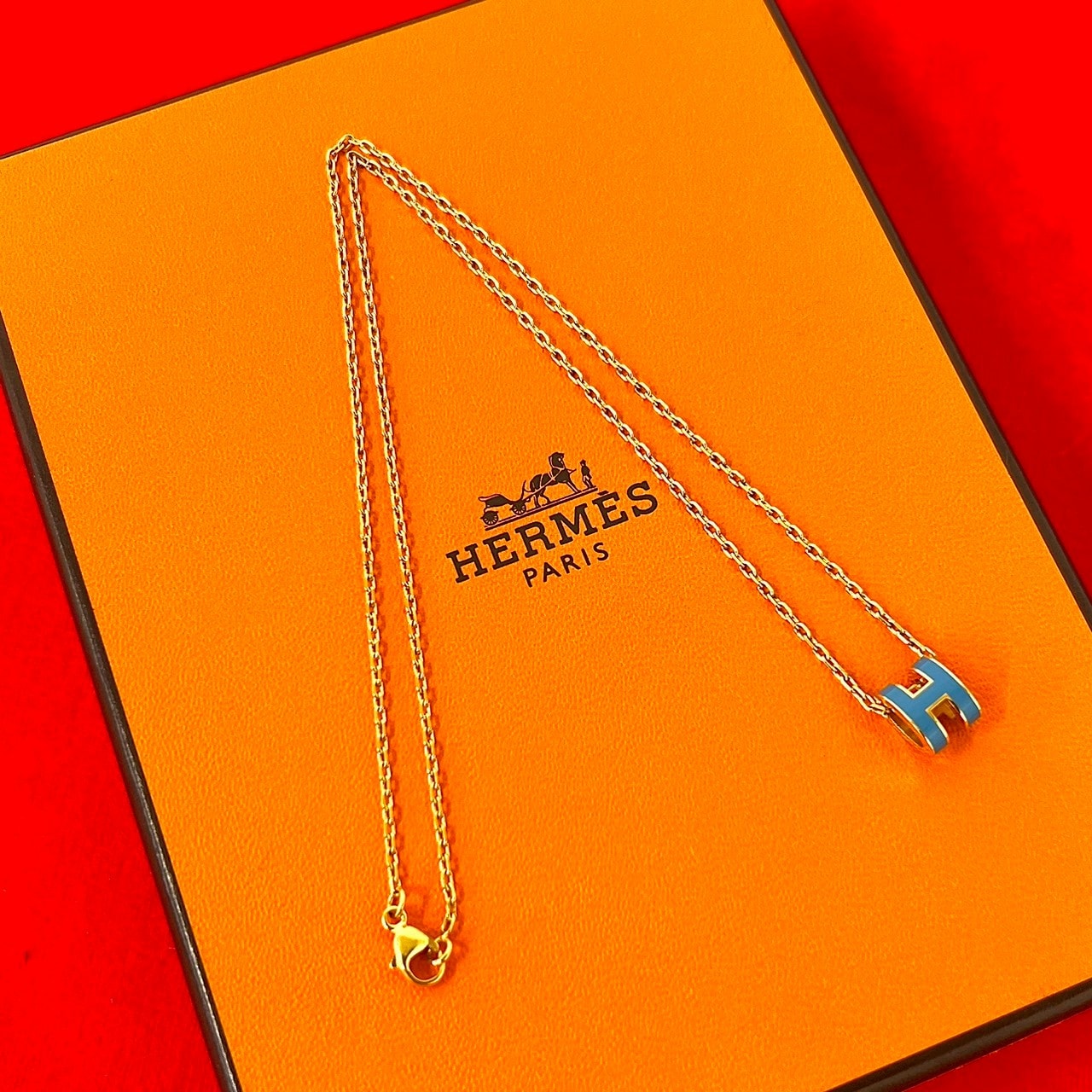 HERMES エルメス ミニ ポップアッシュ GP ネックレス ブルー
 42980