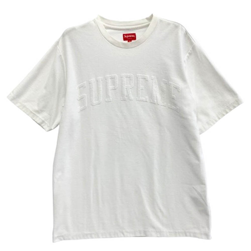 Supreme シュプリーム Tシャツ 19AW Chenille Arc Logo S/S Top パイル アーチロゴ 半袖 Tシャツ ホワイト系 M【中古】