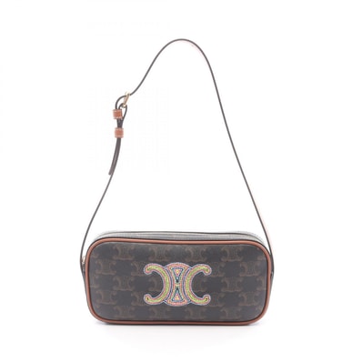 セリーヌ CELINE キュイル トリオンフ ミニカメラバッグ ショルダーバッグ バッグ PVCコーティングキャンバス レザー レディース ブラック系 / ブラウン系 / マルチカラー 【中古】