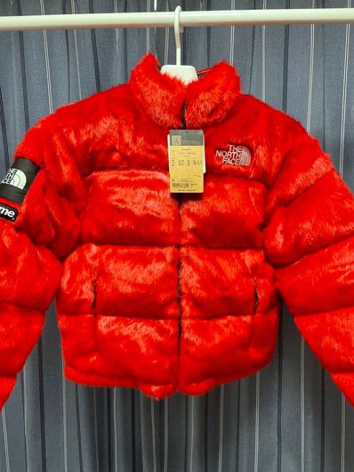 Supreme x The North Face Faux Fur Nuptse Jacket "Red"