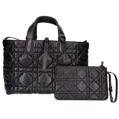 ディオール M2821SNIO_M900 ブラック マクロカナージュ クリンクルド カーフスキン Dior Toujours バッグ ミディアム -