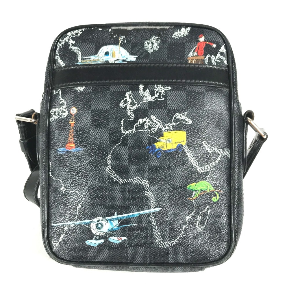 ルイヴィトン LOUIS VUITTON ダヌーブ PM NM ダミエグラフィットマップ カバン 斜め掛け ポシェット ショルダーバッグ ダミエグラフィットキャンバス ブラック