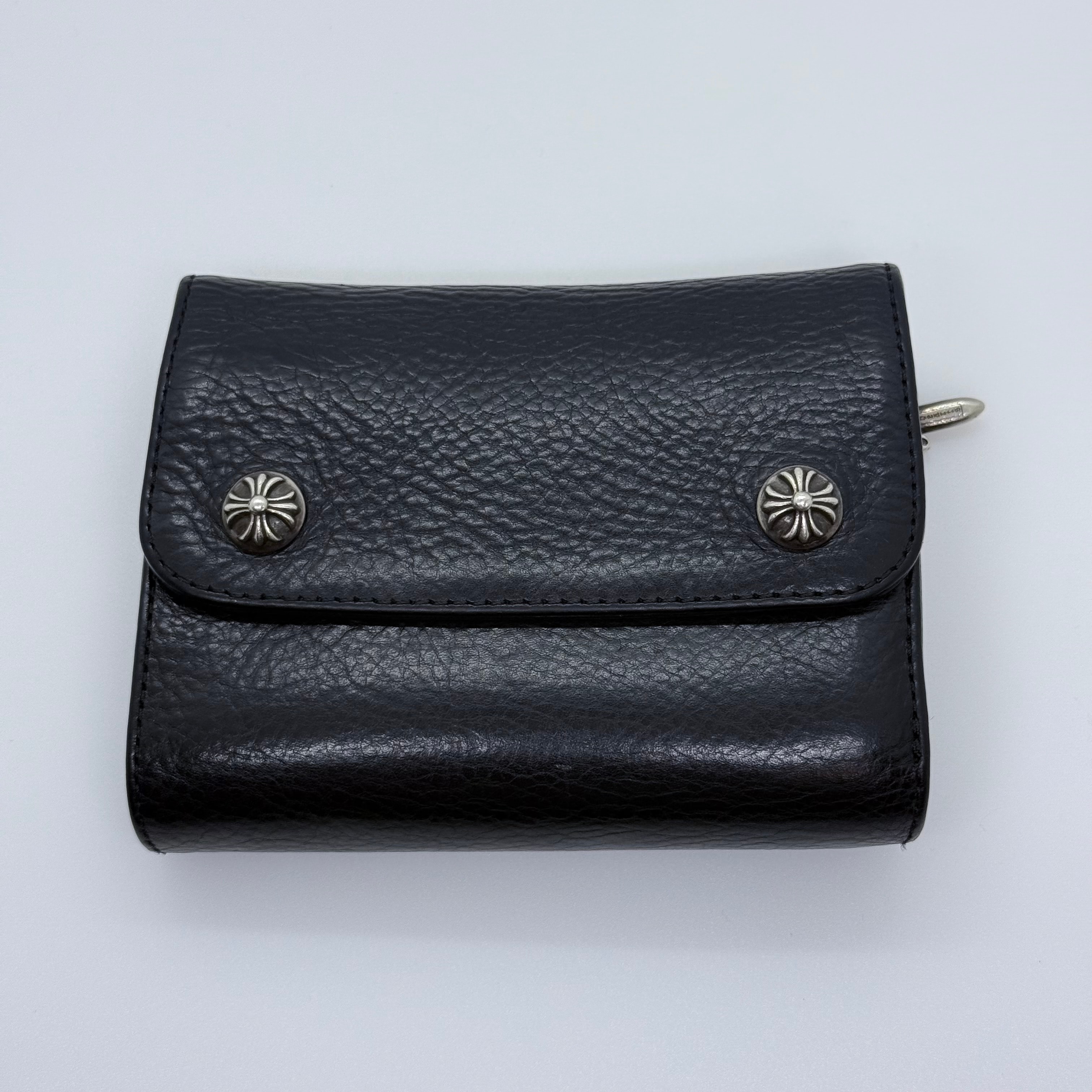 Chrome Hearts Wave Mini Cross Ball Button Leather Wallet "Black"