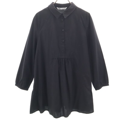ZARA ザラ 長袖 シャツワンピース M ブラック