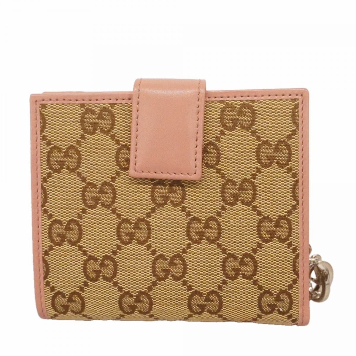 ★SALE【6fd5028-k】グッチ 財布 GGキャンバス 233022 キャンバス ブラウン ピンク シルバー金具【中古】レディース