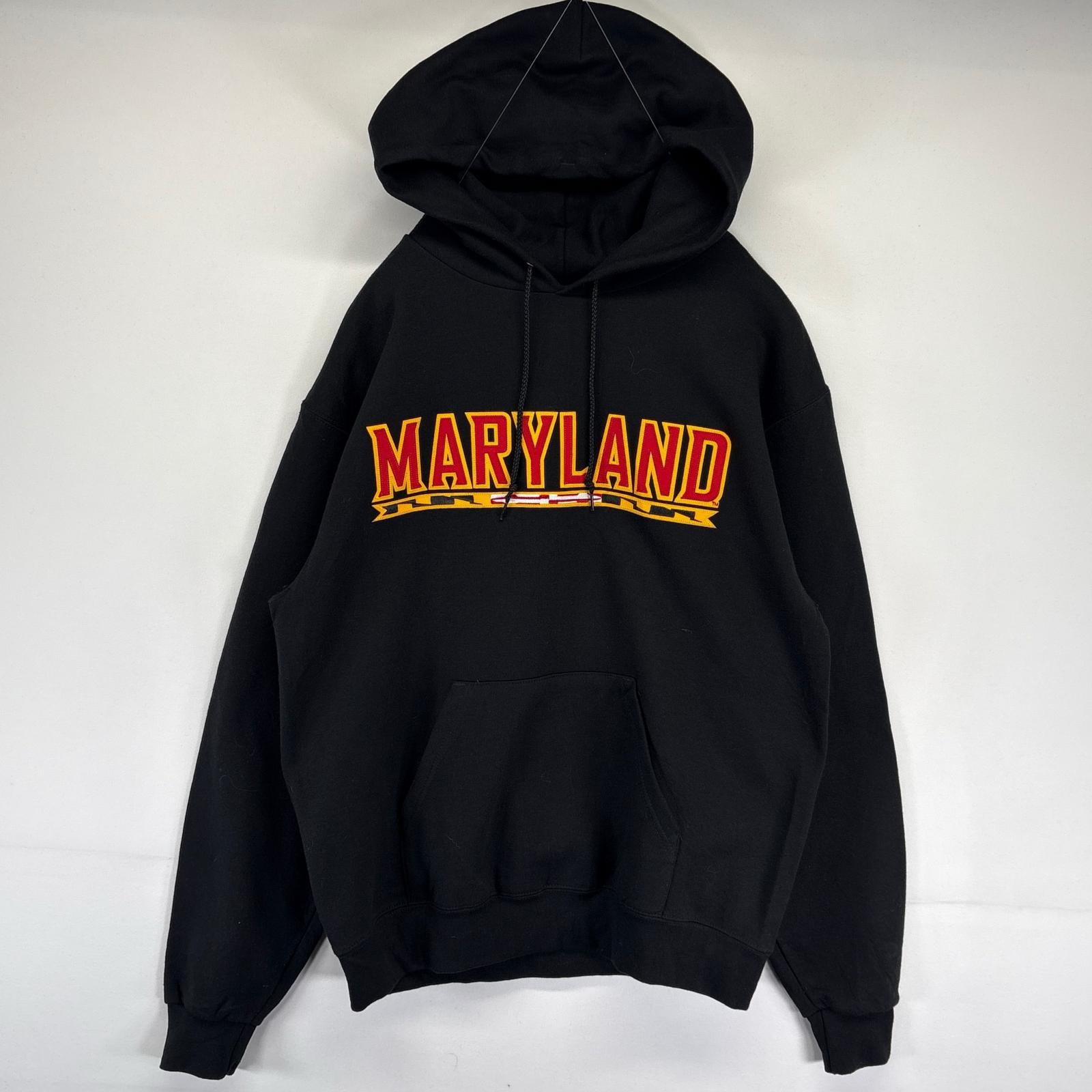 古着 チャンピオン Champion パーカー プルオーバー スウェット カレッジロゴ ワッペン フーディー M ブラック メンズ