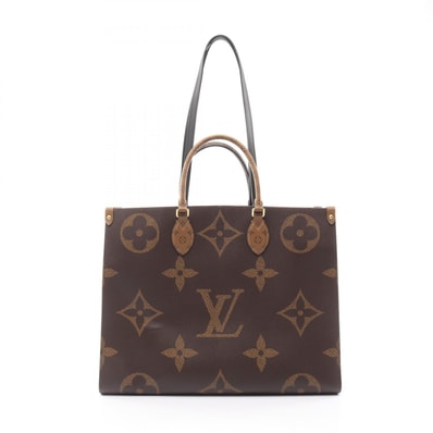 ルイ・ヴィトン LOUIS VUITTON オンザゴーGM ショルダーバッグ バッグ PVCコーティングキャンバス レザー モノグラム・ジャイアントリバース レディース ブラウン系 M45320 【中古】