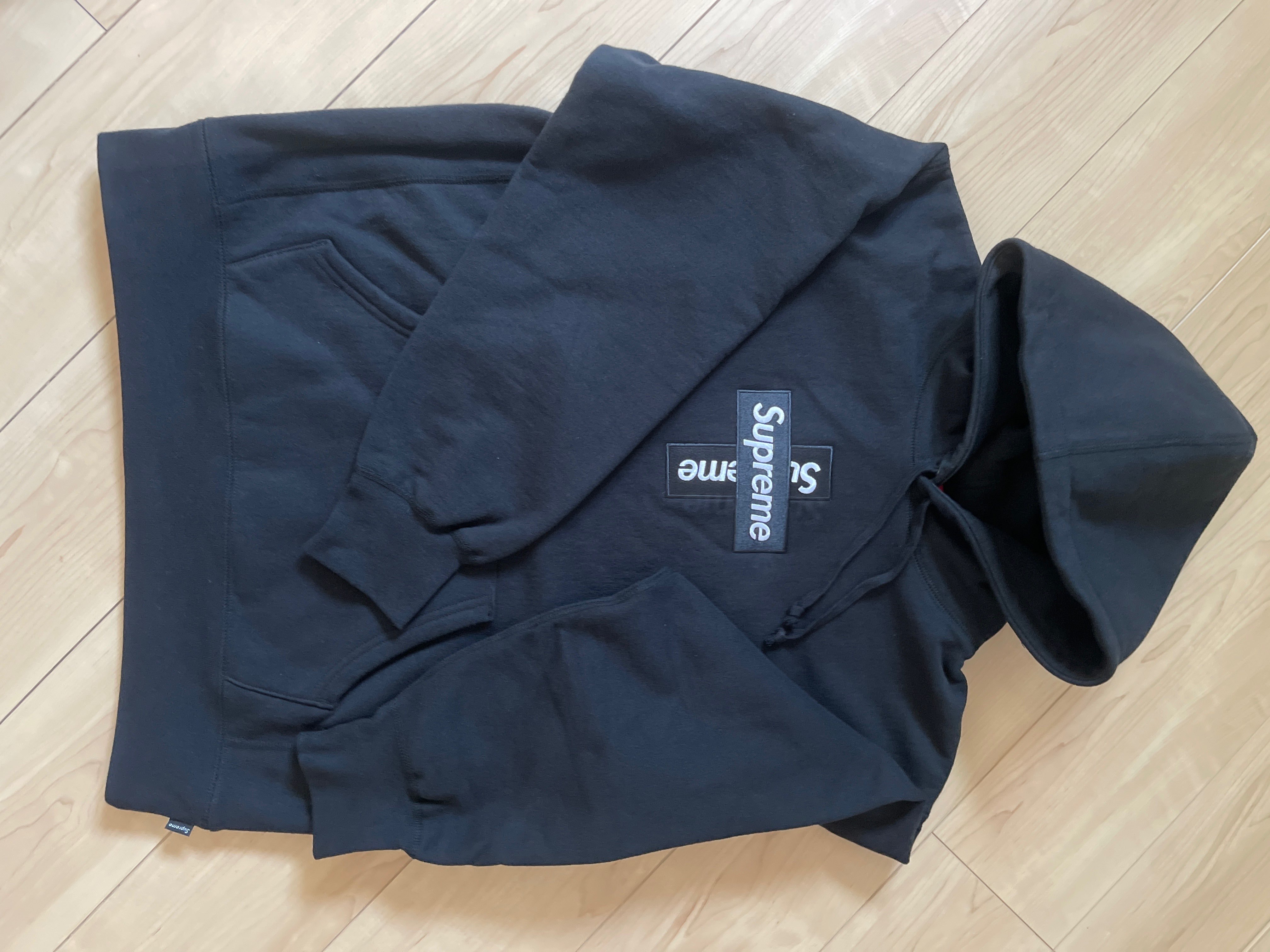 Supreme Cross Box Logo Hooded Sweatshirt "Black"