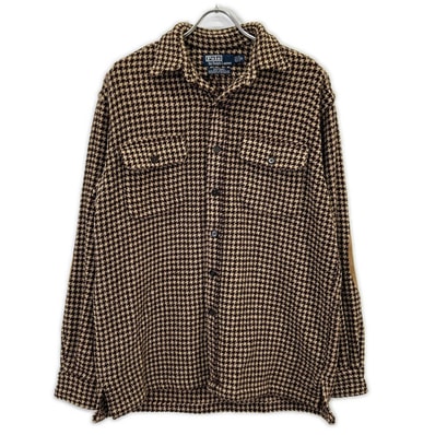 ポロ ラルフローレン ブラウン ウール ハウンドトゥース シャツジャケット WHITMAN S