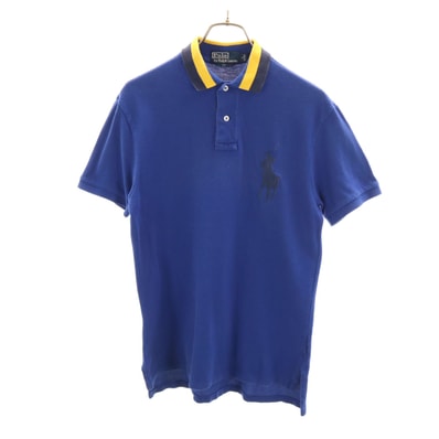 Polo by Ralph Lauren ポロバイラルフローレン ビッグポニー刺繍 半袖 ポロシャツ S ブルー 鹿の子