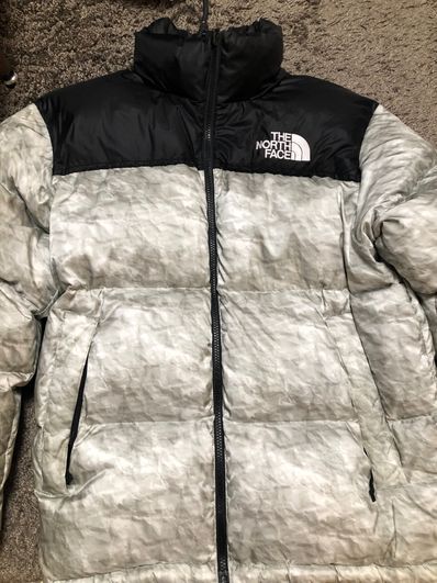 Supreme x The North Face Nuptse Jacket "White Paper Print"