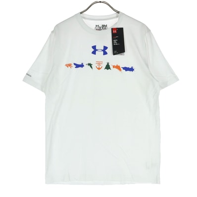 未使用 UNDER ARMOUR アンダーアーマー 宇宙戦艦ヤマト コラボ ロゴプリント 半袖 Tシャツ SM ホワイト系 外袋付き