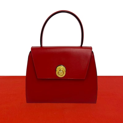 CELINE セリーヌ スターボール ロゴ 金具 レザー ハンドバッグ レッド
26766