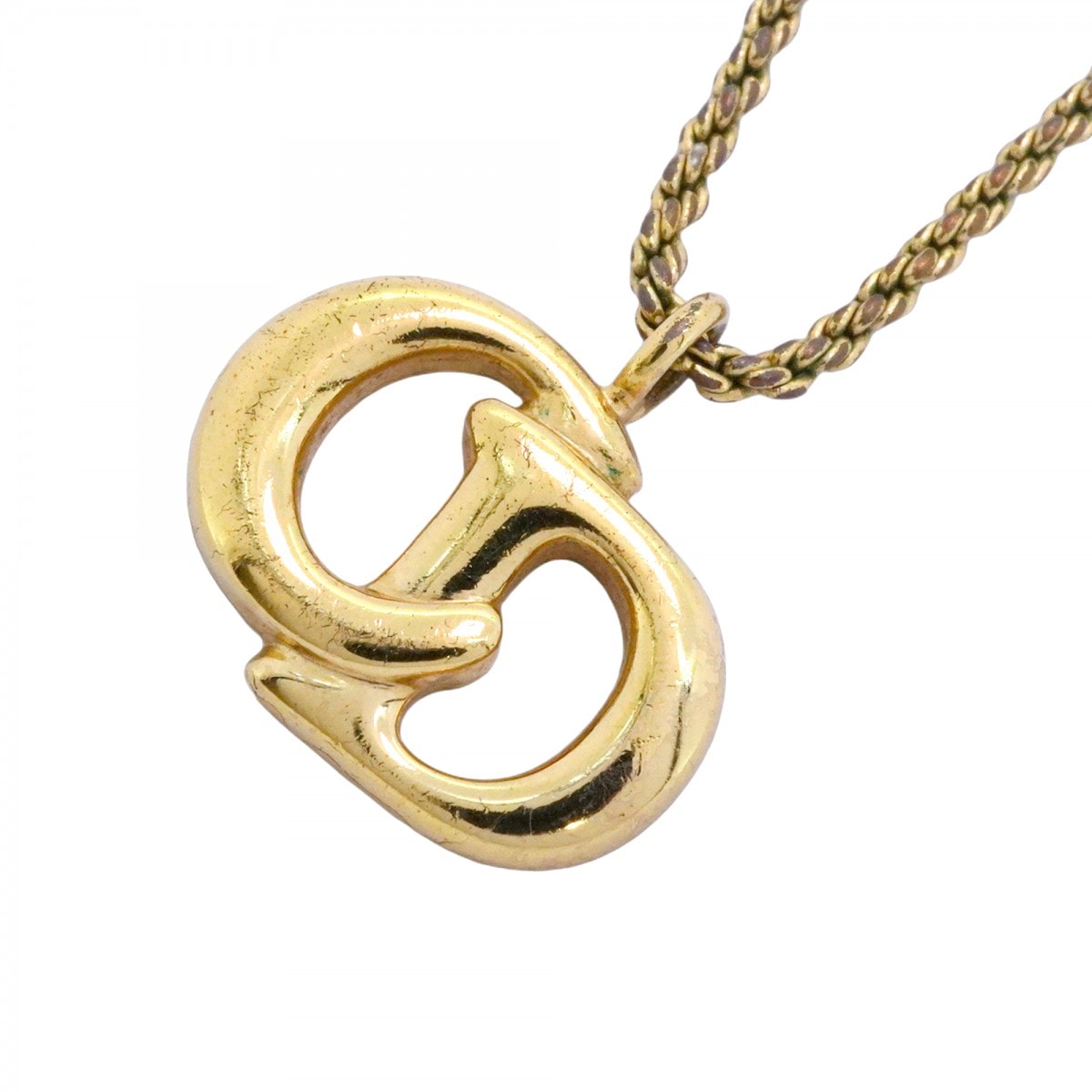 【6jcb0944-k】クリスチャンディオール ネックレス CDロゴ GPメッキ ゴールド【中古】レディース