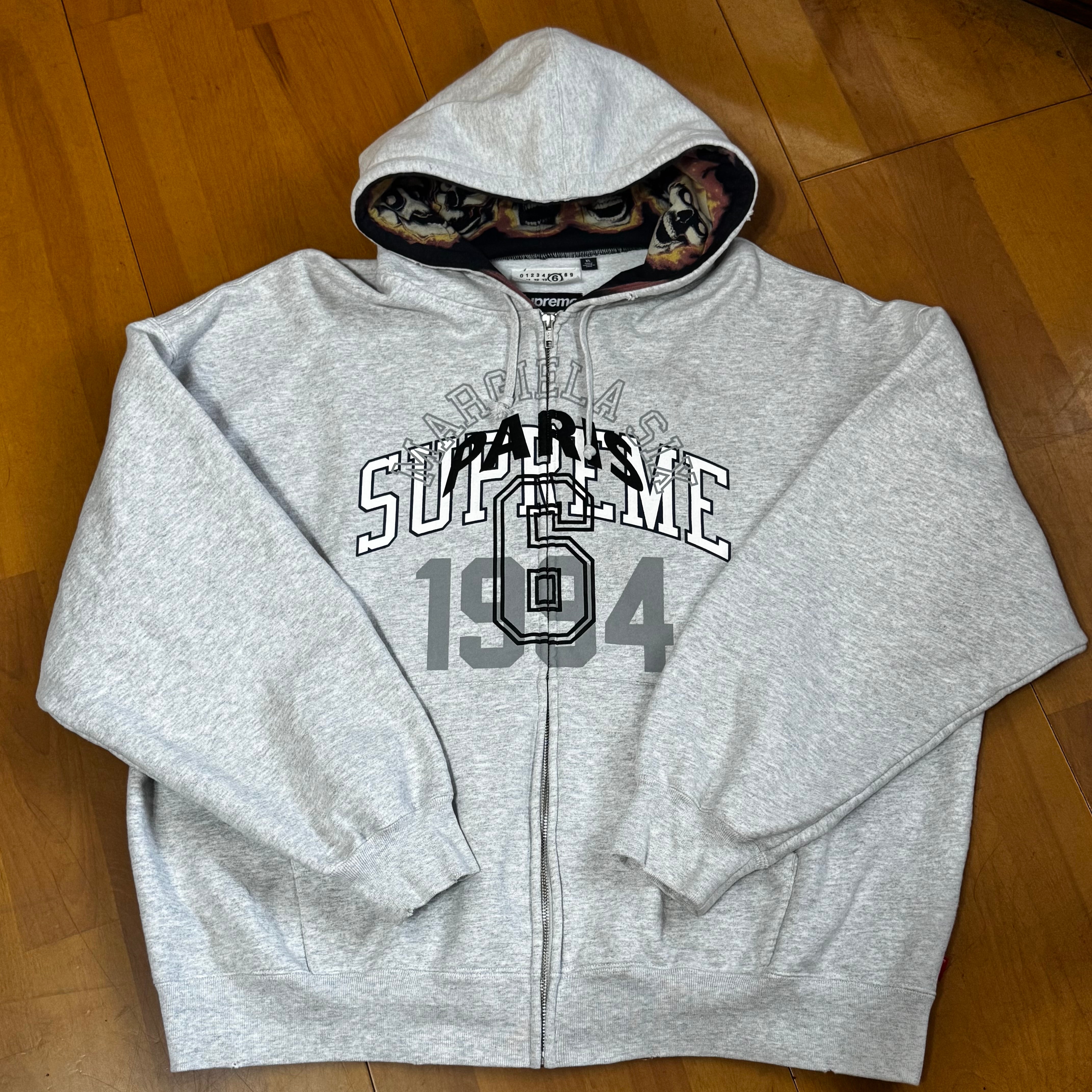 Supreme x MM6 Maison Margiela Zip Up Hooded Sweatshirt "Ash Grey"
