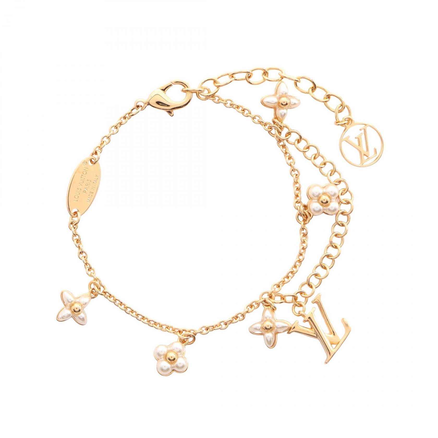 ルイ・ヴィトン LOUIS VUITTON LVフローラグラム ブレスレット アクセサリー GP(ゴールドメッキ) レディース ゴールド系 / ホワイト系 M0940A 【中古】