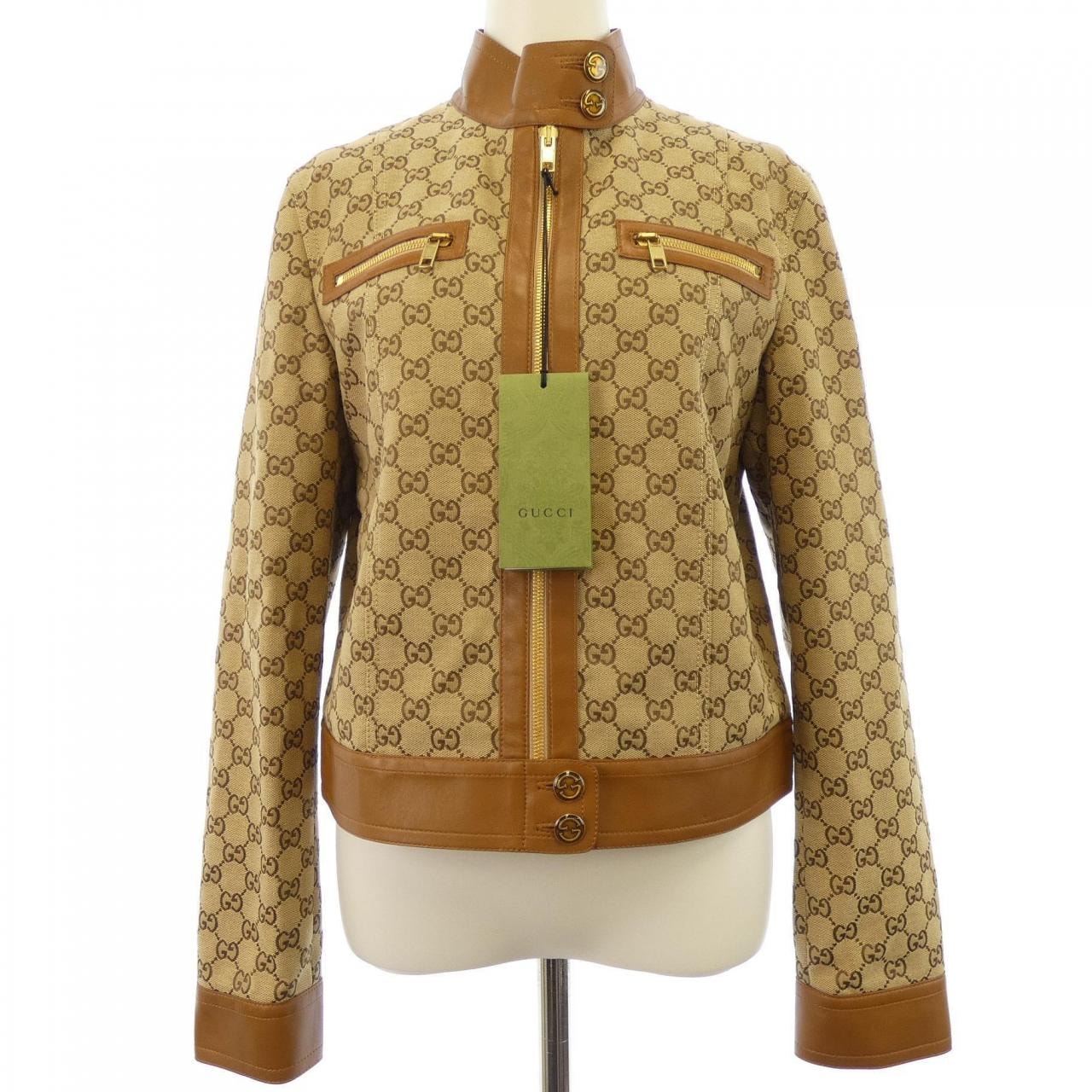 グッチ GUCCI レザー トリム GGキャンバス 681034 Z8AV6 ジャケット