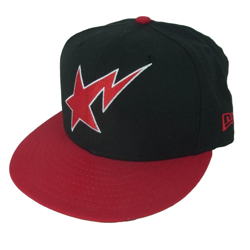 A BATHING APE アベイシングエイプ 001CPA201026X NEW ERA ニューエラ BAPSTA ベイプ スター 刺繍 ウール キャップ 帽子 ブラック系 M 57.7cm【中古】