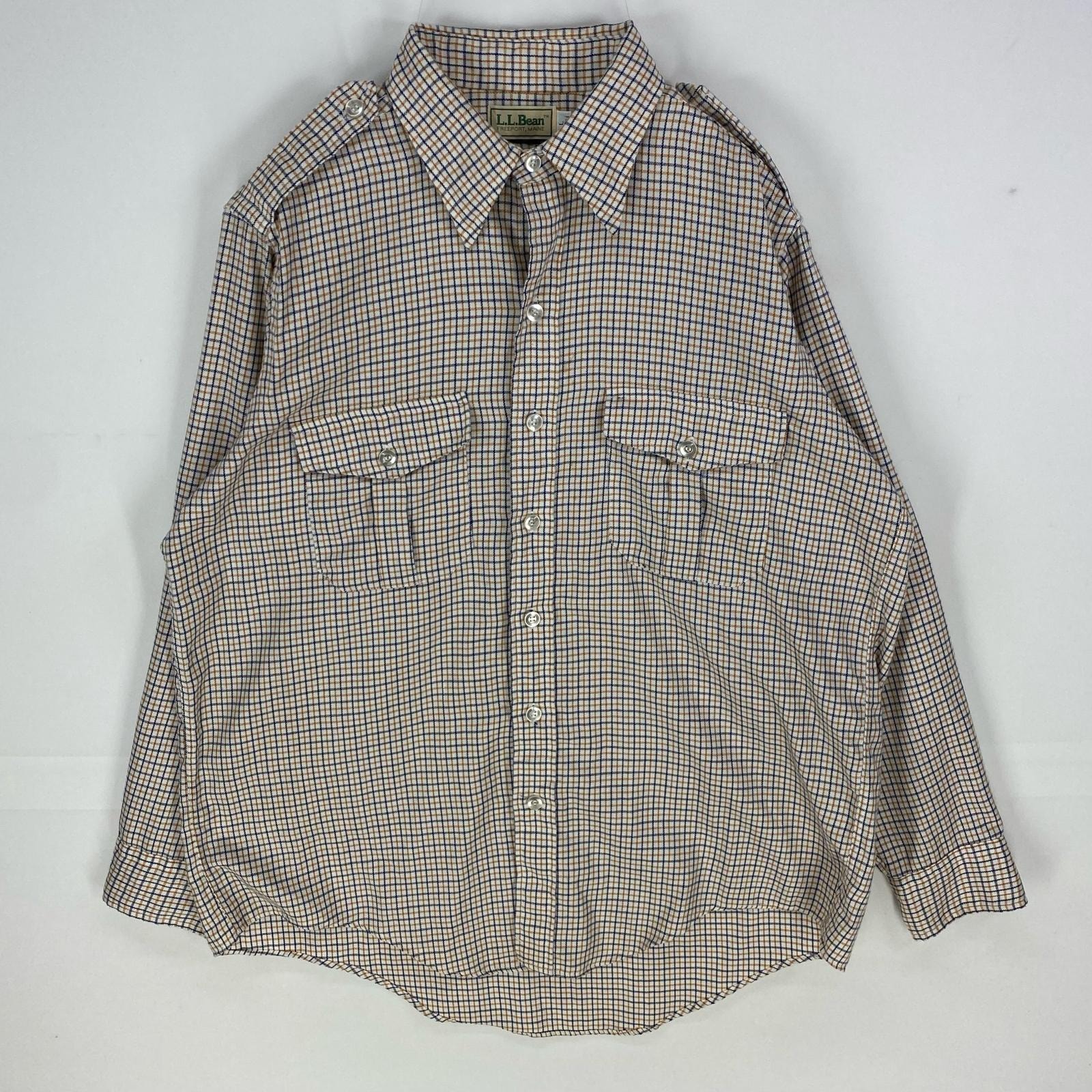 古着 70's/70年代 ヴィンテージ エルエルビーン L.L.Bean USA製 長袖シャツ 胸ポケット エポレット L イエロー系 チェック メンズ