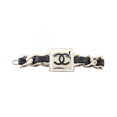 シャネル CHANEL ココマーク バレッタ アクセサリー GP(ゴールドメッキ) レザー レディース ゴールド系 / ブラック系 / ホワイト系 【中古】