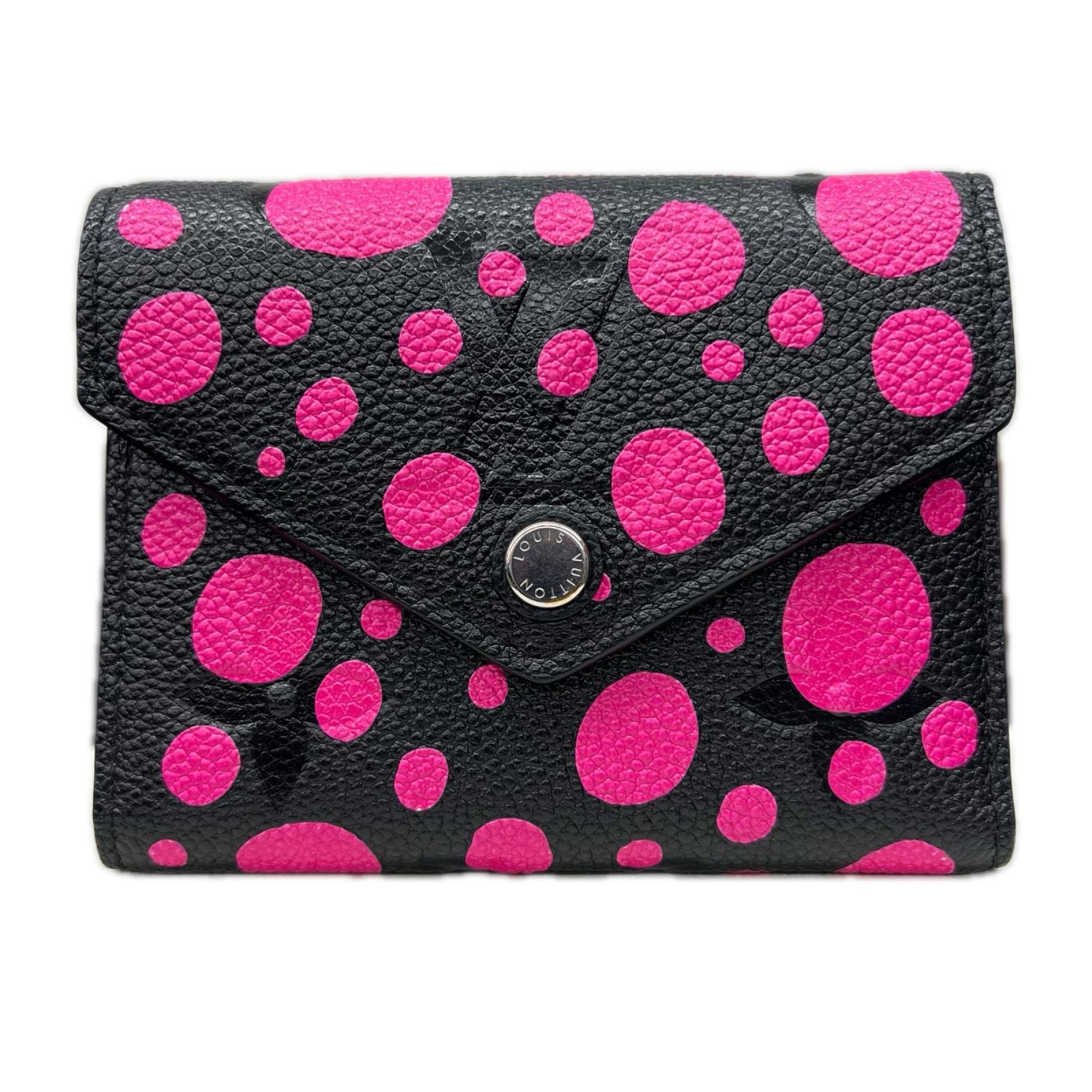 LOUIS VUITTON 極希少 極美品 ルイヴィトン ポルトフォイユ ヴィクトリーヌ モノグラムアンプラント LV × YK 草間彌生 クサマヤヨイ 三つ折り財布 M81956 レザー RFID確認済 ミニ財布 Aランク 中古 鑑定済 ヴィトン財布