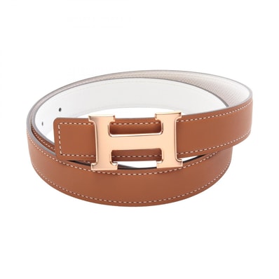 エルメス HERMES コンスタンス Hベルト リバーシブル ベルト 衣料品 ヴォーエプソン / ヴォースイフト ヴォーエプソン ホワイト W刻印(2024年製造) レディース ブラウン系 / ホワイト系 【中古】