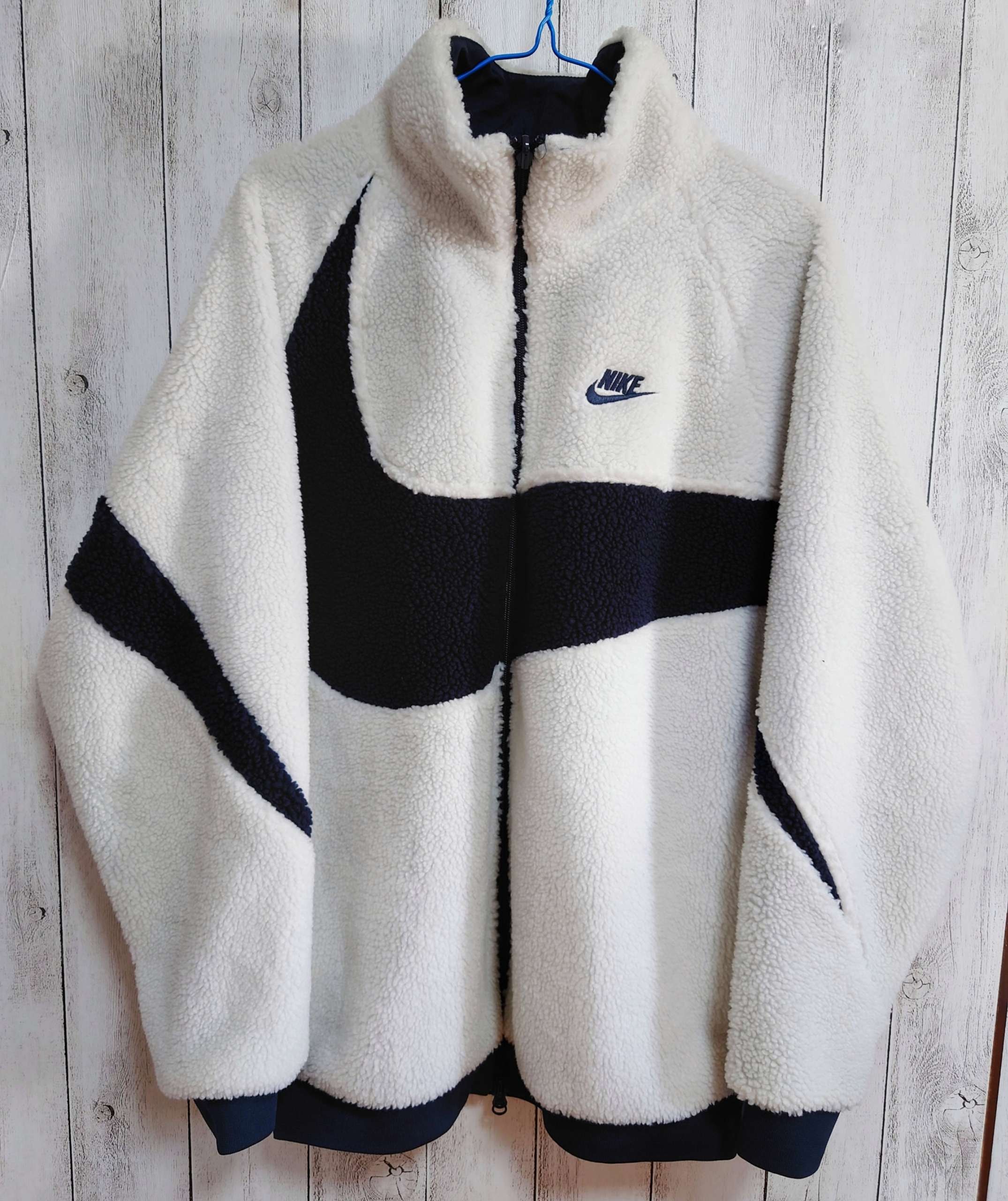 Nike Big Swoosh Reversible Boa Jacket "Sail/Dark Obsidian"