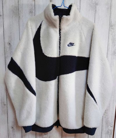 Nike Big Swoosh Reversible Boa Jacket "Sail/Dark Obsidian"