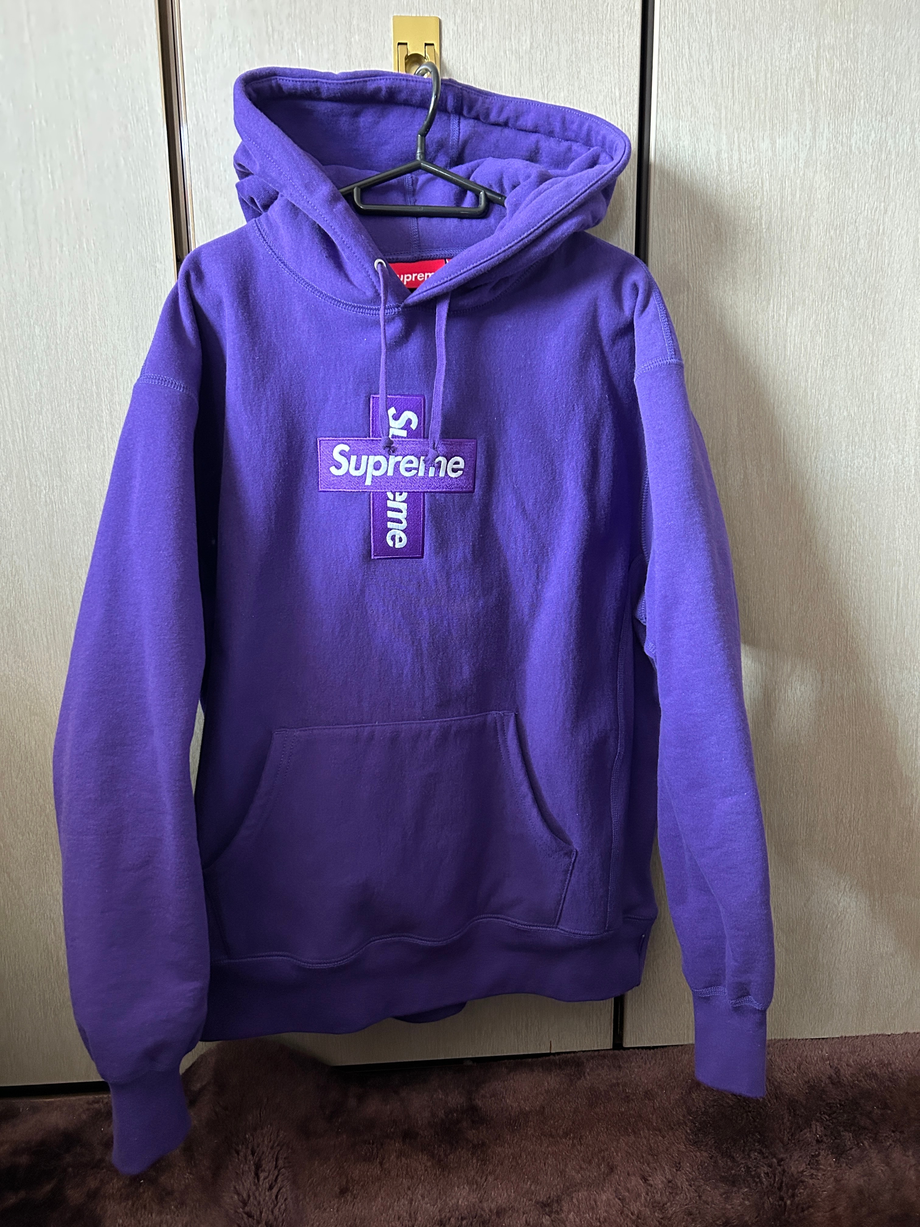 Supreme Cross Box Logo Hooded Sweatshirt "Purple"