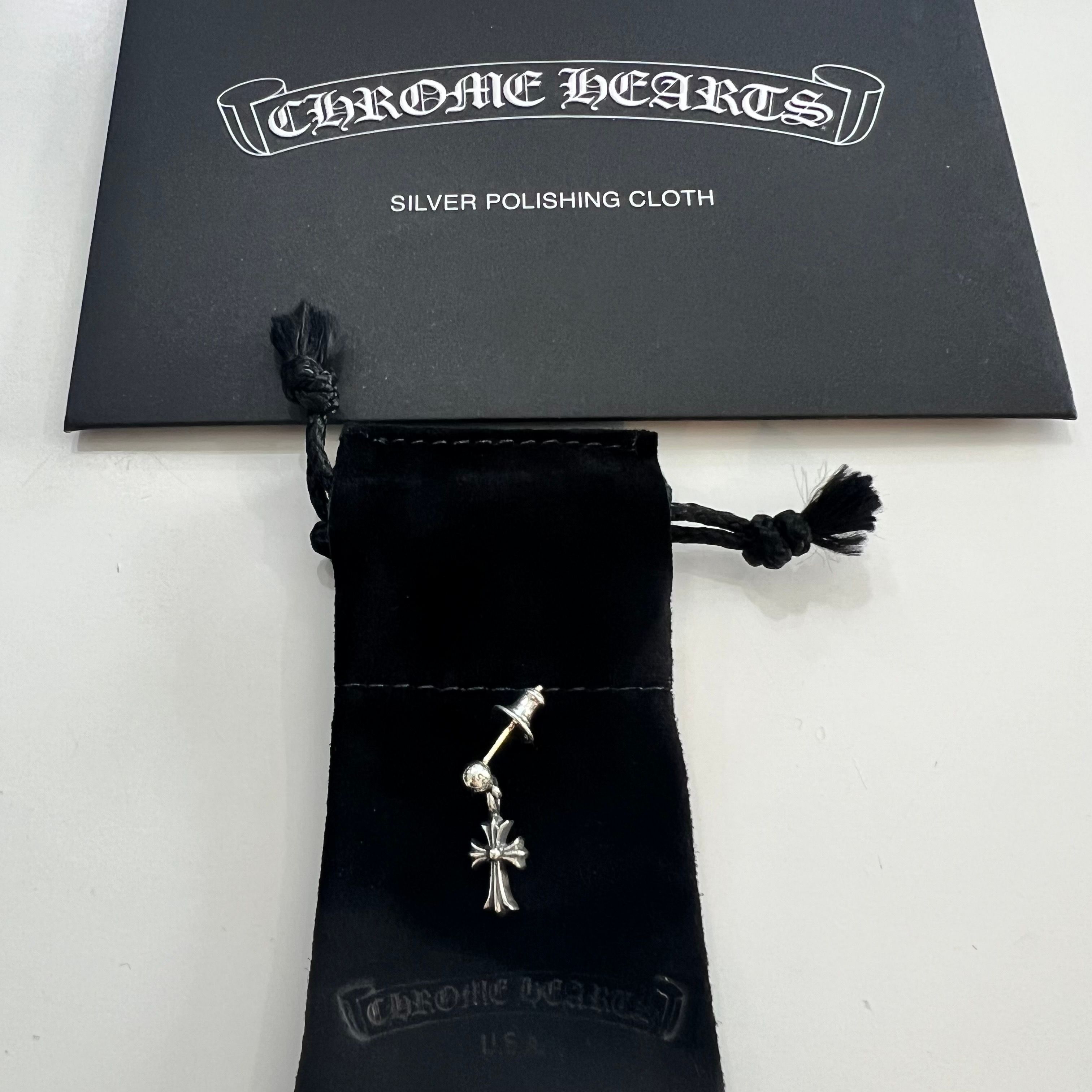 Chrome Hearts Drop Stack CH Cross Earrings "Silver"