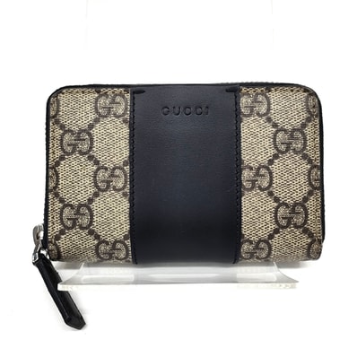 【値下げ】GUCCI グッチ GGスプリームキャンパンス カードケース 451242 GGキャンバス ブラック レディース【中古】