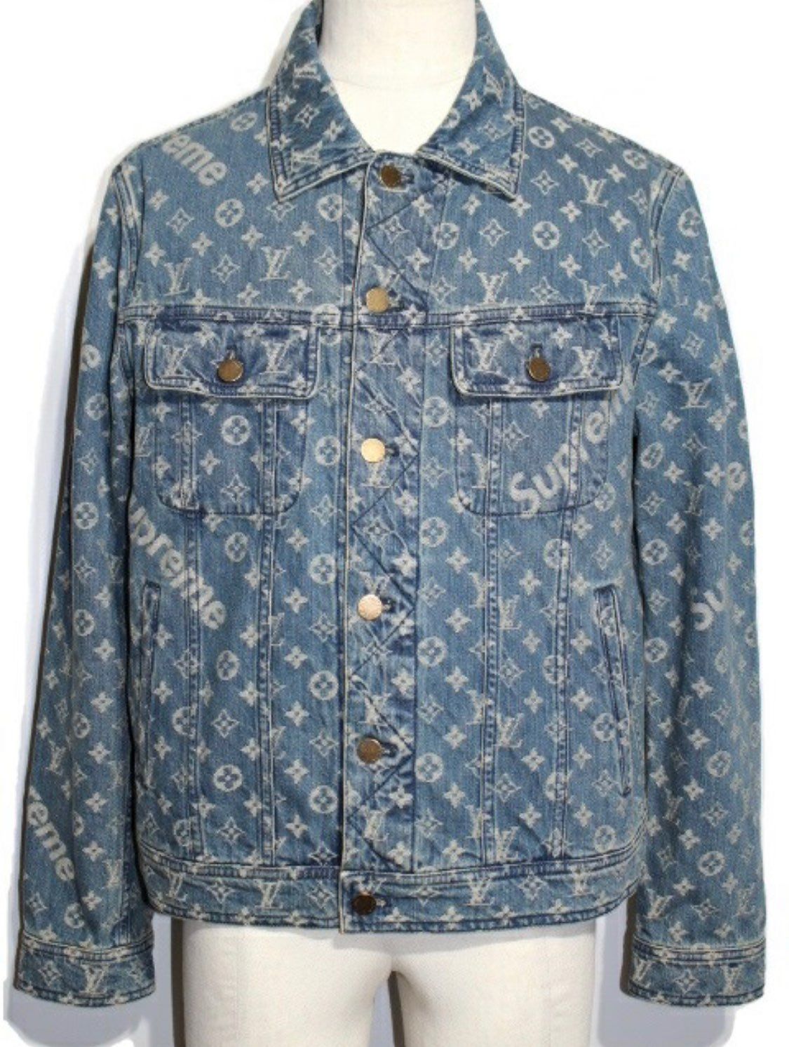 Supreme / Louis Vuitton Jacquard Denim Trucker Jacket "Blue"