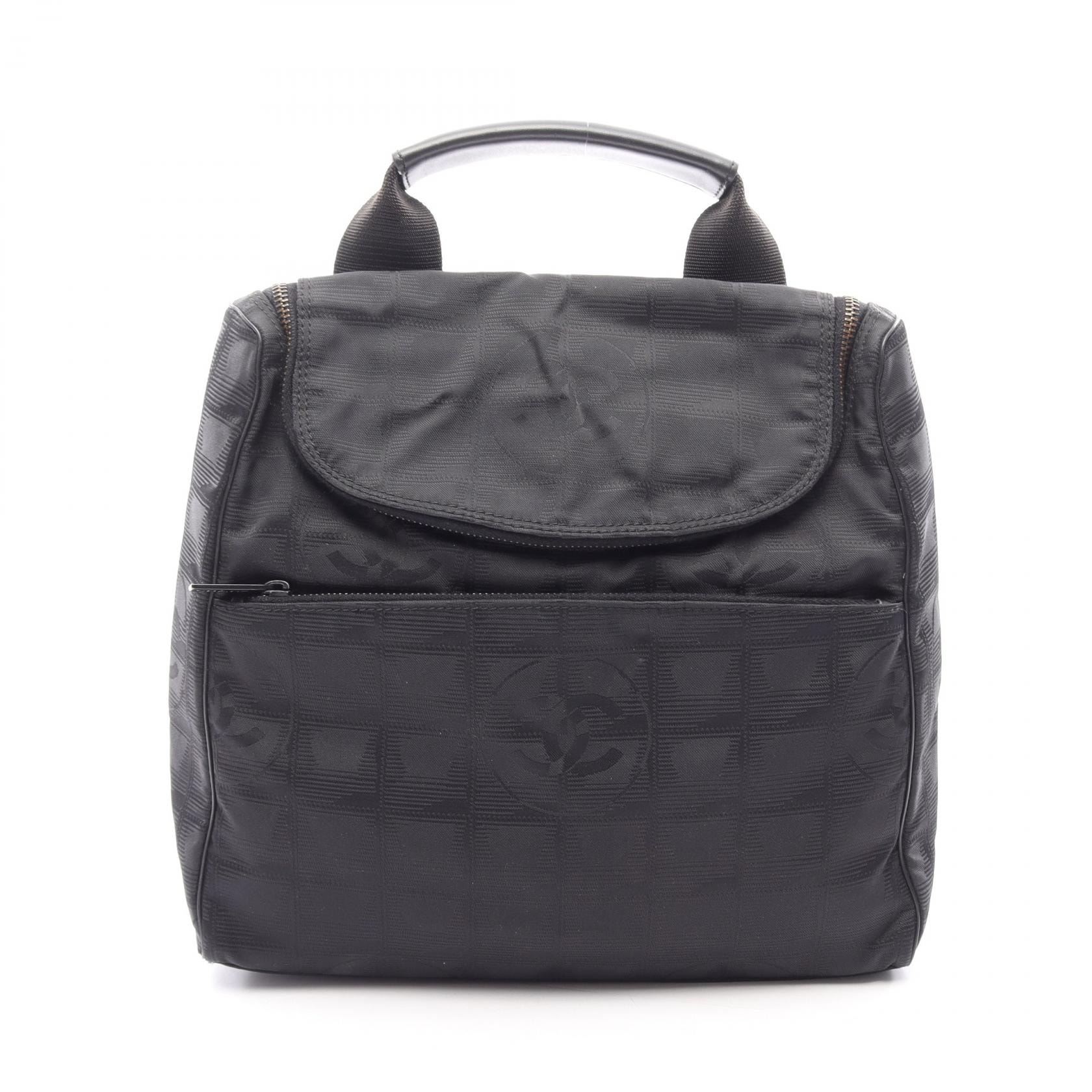 シャネル CHANEL ニュートラベルライン バックパック リュックサック バックパック バッグ レザー ナイロンキャンバス レディース ブラック系 【中古】